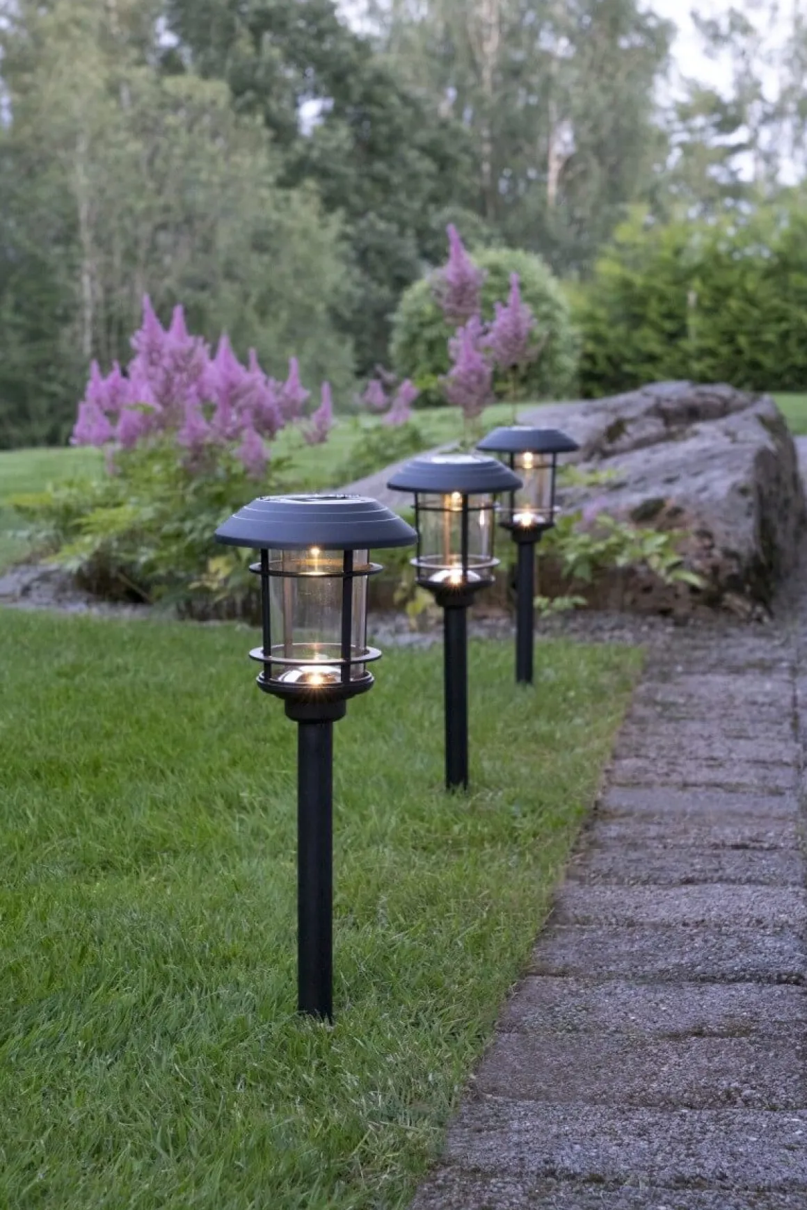 FRIDE Solcells-pollare 3-Pack 34cm Svart