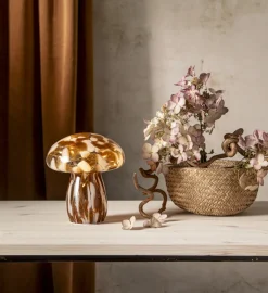 FUNGHI Glasdekoration Batteri 17cm Brun