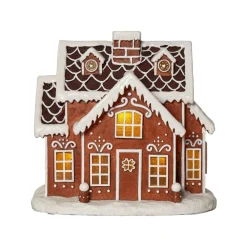 GINGERVILLE Panorama Pepparkakshus Batteri 26cm Brun