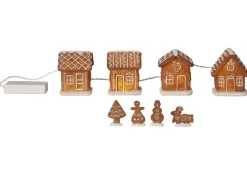 GINGERVILLE Pepparkakshus & Figurer Batteri 30cm Brun