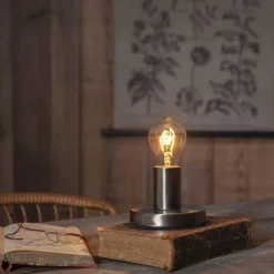 GLANS Lampfot E27 8,5cm Borstad stål