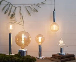 GLANS Lampfot E27 8,5cm Krom