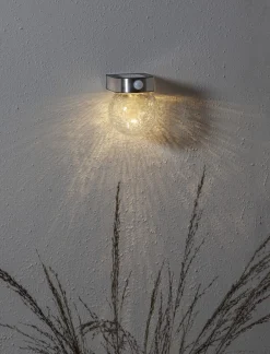 GLORY Solcells-vägglykta 14,5cm Transparent Varmvit IP44