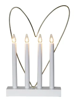 GLOSSY HEART Ljusstake 37cm Vit