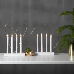 GLOSSY HEART Ljusstake 37cm Vit