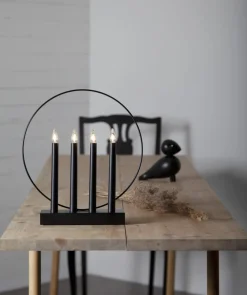 GLOSSY Träljusstake 32cm Svart