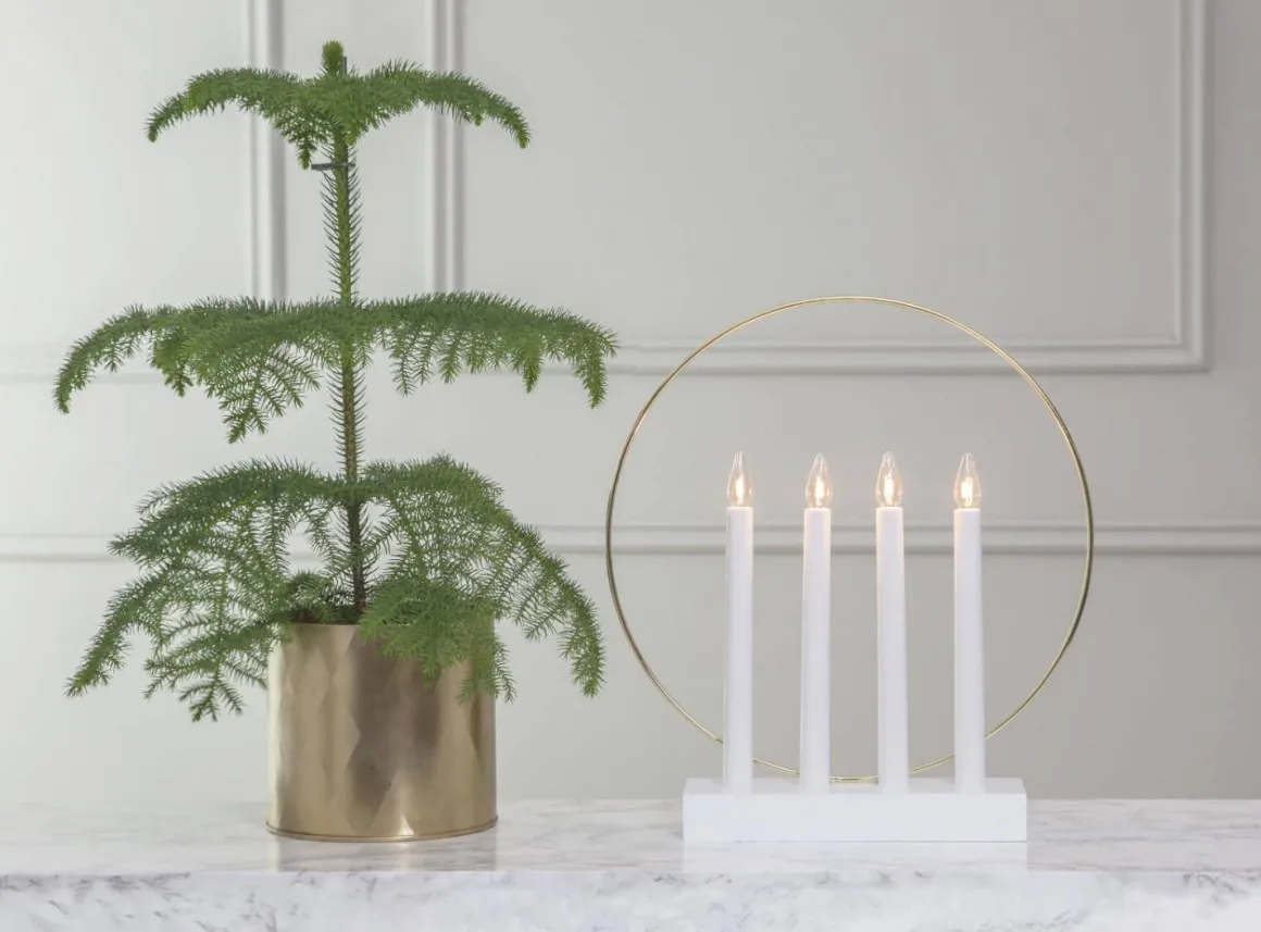 GLOSSY Träljusstake 32cm Vit