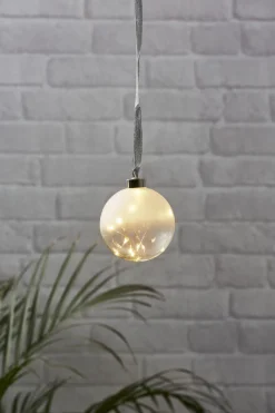 GLOW Glaskula 10cm 15LED Frostad