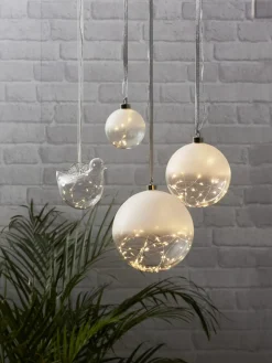 GLOW Glaskula 10cm 15LED Frostad