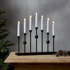 GUSTAVO Ljusstake 7L 37cm Svart