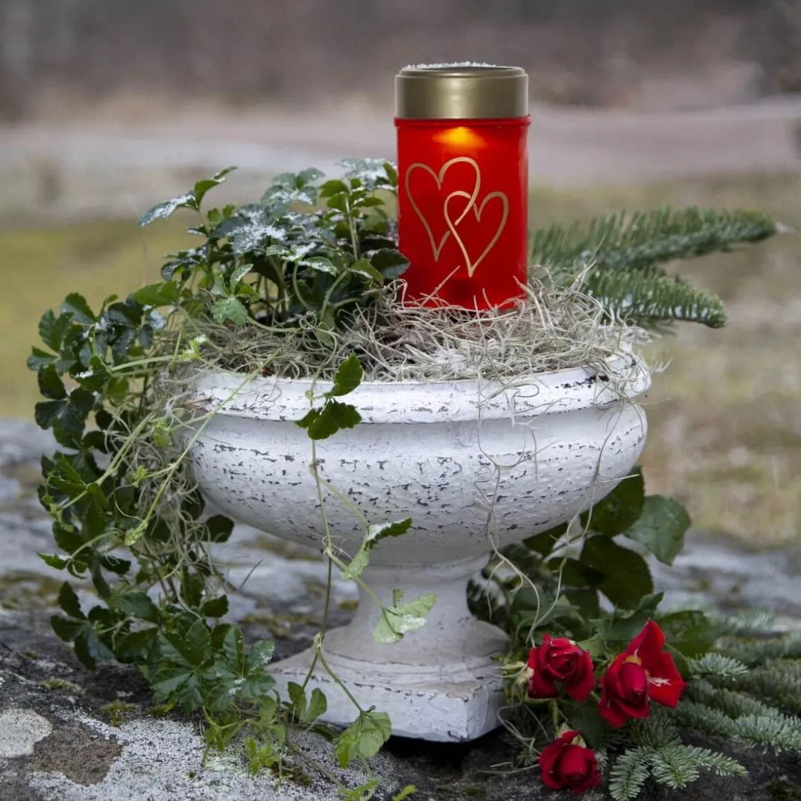 HEARTY Solcellsljus 12cm Röd