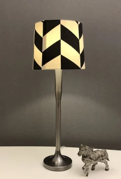 HERRINGBONE Lampskärm Linne 20cm Svart/Vit