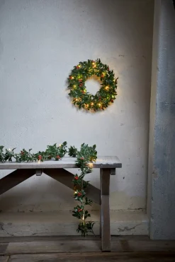 HOLLY Krans Batteri 30cm 20LED Grön IP44