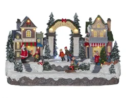 ICEVILLE Panorama Juldekorationsby Batteri 32cm