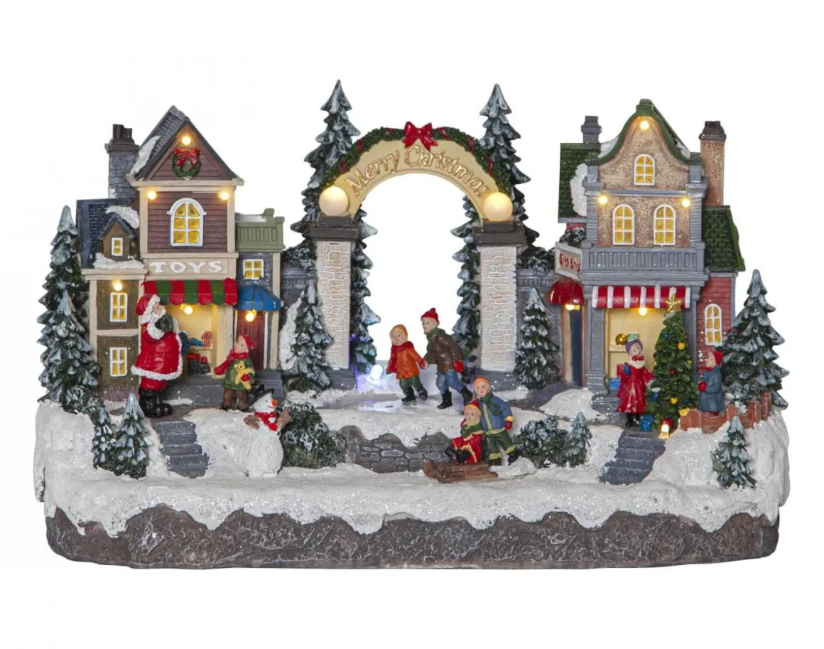 ICEVILLE Panorama Juldekorationsby Batteri 32cm