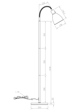 IDRE Golvlampa 158cm Svart/Matt Mässing