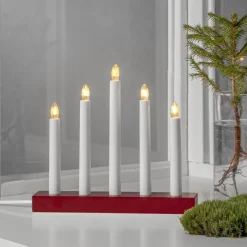 INEZ Ljusstake 24cm Vit/Röd