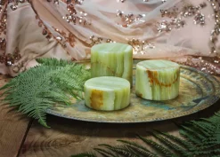 JADE Silkesmatt Bordsljus Äkta Ädelsten 8x6cm Grön