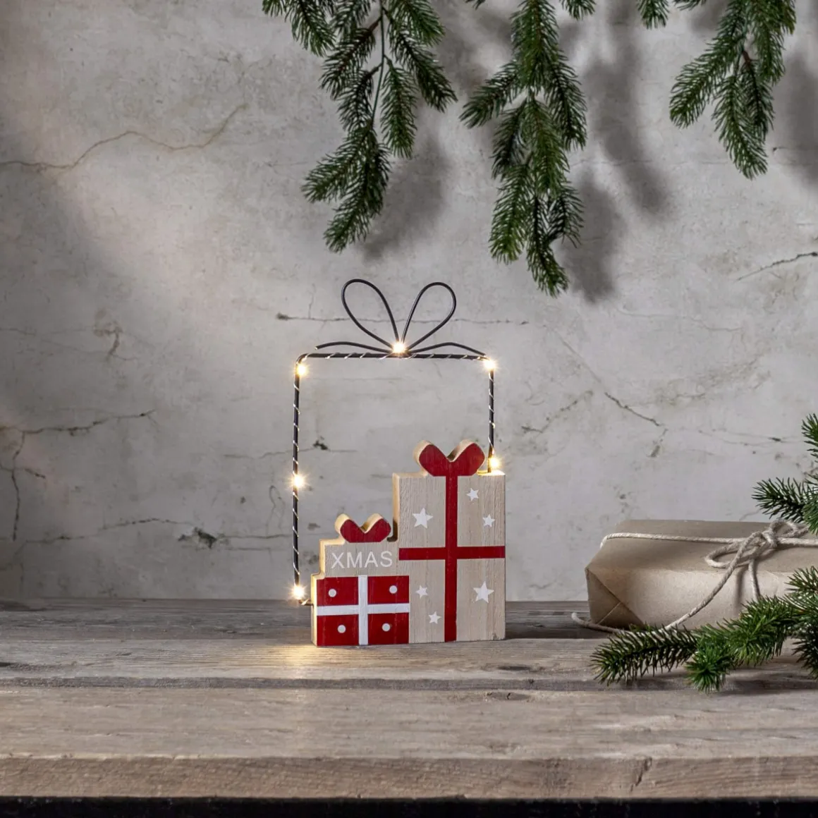 JOLLY Bordsdekoration Paket Batteri 25cm Röd