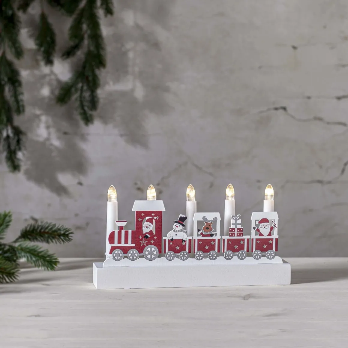 JOLLY Ljusstake Tåg Batteri 14,5cm Röd