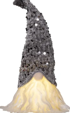 JOYLIGHT Batterifigur Dekorationstomte 32cm Silver