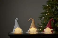 JOYLIGHT Batterifigur Dekorationstomte 28cm Guld