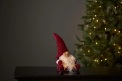 JOYLIGHT Batterifigur Dekorationstomte 34cm Röd