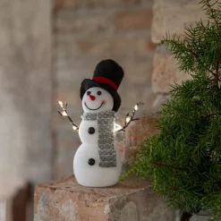 JOYLIGHT Dekorationsfigur Snögubbe Batteri 21cm Vit