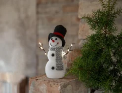 JOYLIGHT Dekorationsfigur Snögubbe Batteri 21cm Vit