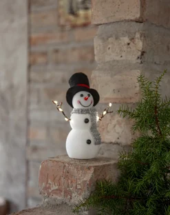 JOYLIGHT Dekorationsfigur Snögubbe Batteri 21cm Vit