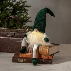 JOYLIGHT Dekorationsfigur Tomte Batteri 44cm Grön