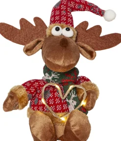 JOYLIGHT Dekorationsfigur Älg Batteri 21cm Brun