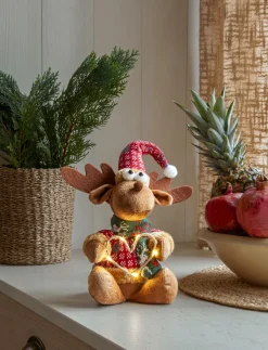 JOYLIGHT Dekorationsfigur Älg Batteri 21cm Brun