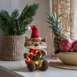 JOYLIGHT Dekorationsfigur Räv Batteri 21cm Brun