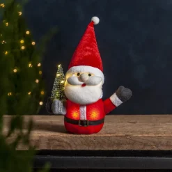 JOYLIGHT Dekorationsfigur Jultomte Batteri 26cm Röd