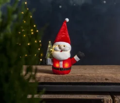 JOYLIGHT Dekorationsfigur Jultomte Batteri 26cm Röd