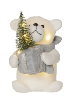 JOYLIGHT Dekorationsfigur Isbjörn Batteri 20cm Vit