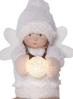 JOYLIGHT Dekorationsfigur Ängel Batteri 20cm Vit