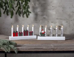 JULIA Släde Träljusstake 28cm Vit