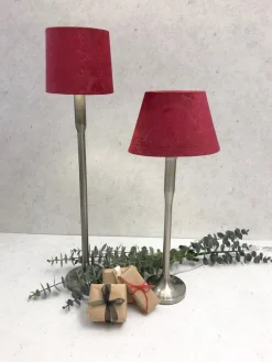 LAMPSKÄRM Sammet 22/14cm Vinröd