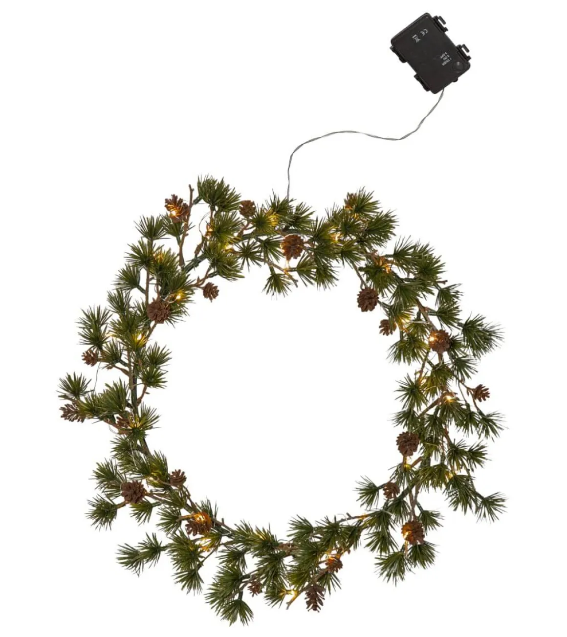 LARIX Krans Batteri 40cm 30LED Grön