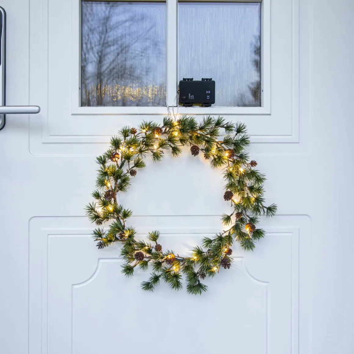 LARIX Krans Batteri 40cm 30LED Grön