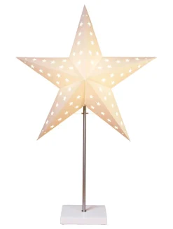 LEO Stjärna & Skärm på fot 43cm Vit