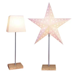 LEO Stjärna & Skärm på fot 43cm Vit/Ek
