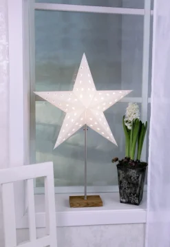 LEO Stjärna & Skärm på fot 43cm Vit/Ek