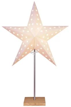 LEO Stjärna på fot 65cm Vit/Ek