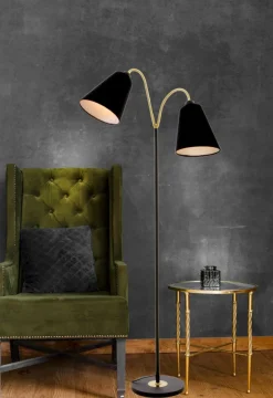 LJUSDAL Golvlampa 2L 140cm Svart/Matt Mässing