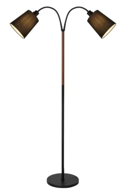 LJUSDAL Golvlampa m. Skärm 2L 140cm Svart/Valnöt