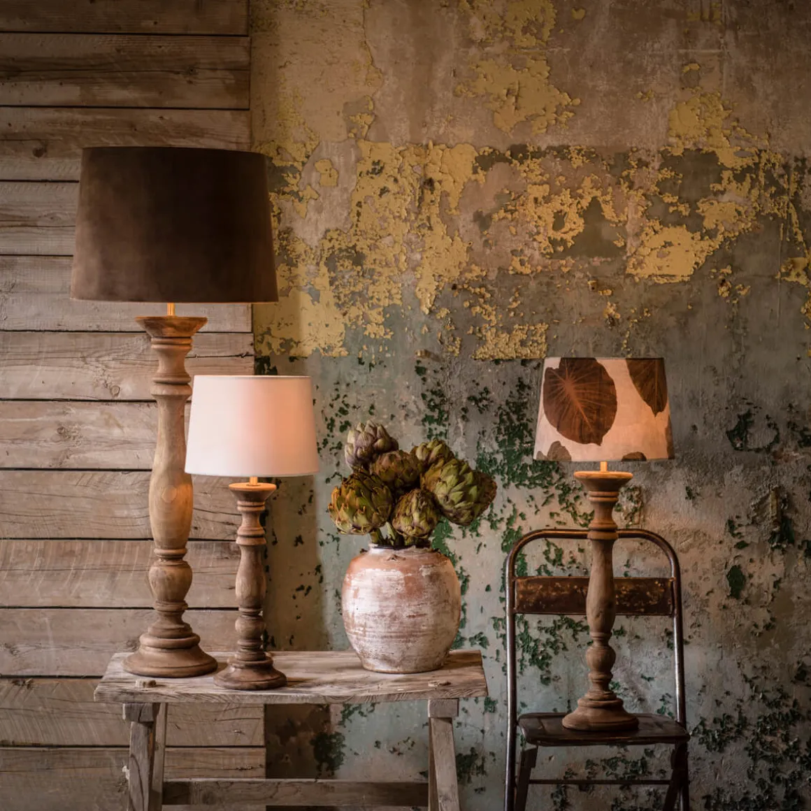 LODGE Lampfot 46cm Vintage Brun