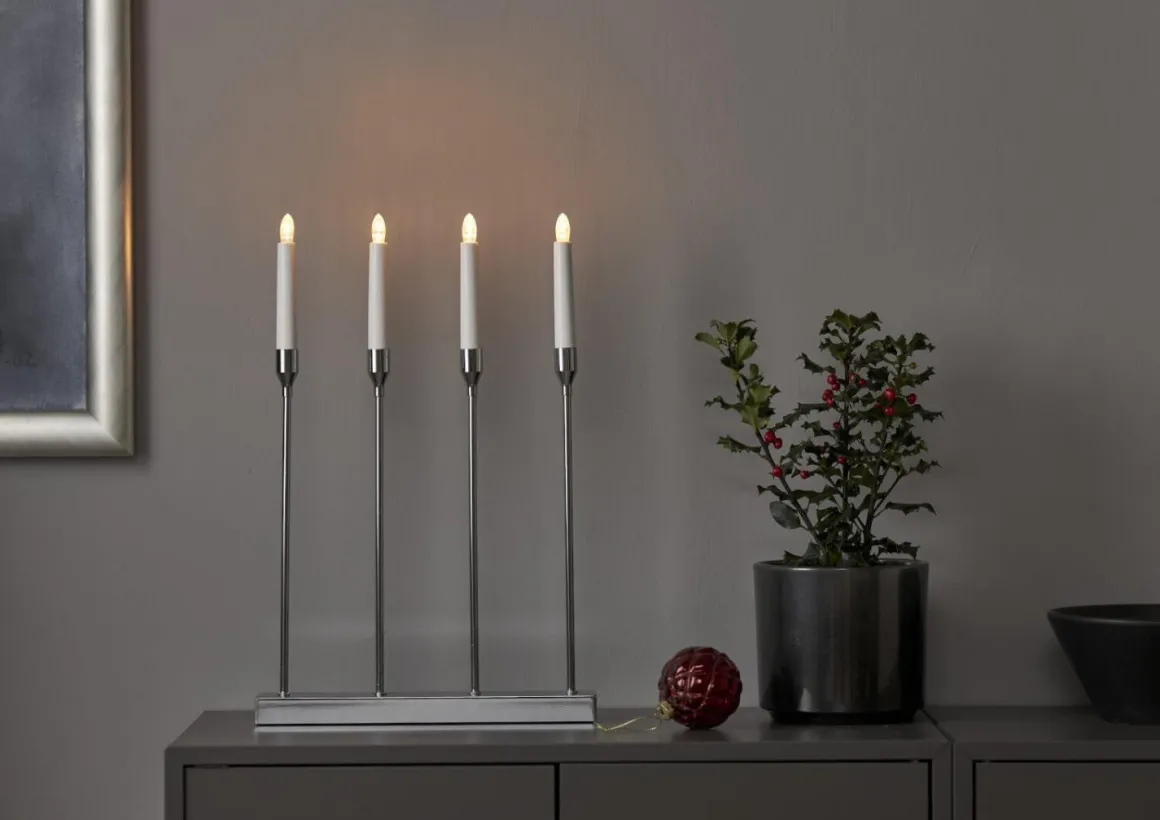 LOTTIE Ljusstake Batteri 4L 48cm Krom